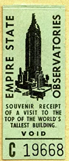 Skyscraper Prints: Ticket to Empire State Observatories, New York, USA