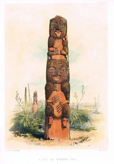 Maoris Collection: A Tiki at Raroera Pah, New Zealand