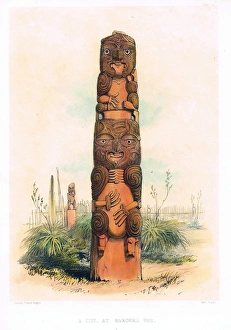 Angas Gallery: A Tiki at Raroera Pah, New Zealand