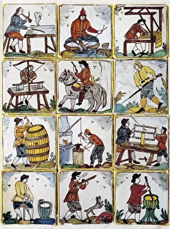 Arming Collection: Tile representation of handicrafts. Catalan school