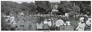 Berkshire Prints: Tilting in canoes at Wargrave Regatta on the River Thames in Wargrave in Berkshire