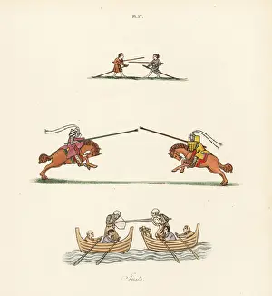 Tilting Prints: Tilting jousts, 14th century