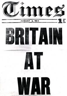 News Paper Gallery: Times newspaper headlines, Britain at War, WW1