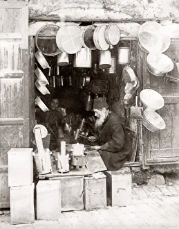 Pans Prints: Tinsmith at work in his shop, Cairo, Egypt, c. 1880 s