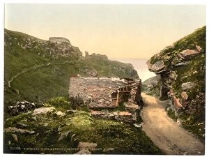 Images Dated 3rd May 2012: Tintagel, King Arthurs Castle from valley, I, Cornwall, Eng