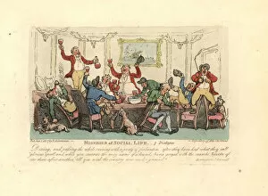 Ackermann Gallery: Tired and drunken man at a raucous dinner party with