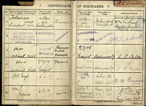 Rubber Prints: Titanic fireman Lindsay continuous certificate of discharge