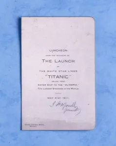 Luncheon Prints: Titanic launch menu card
