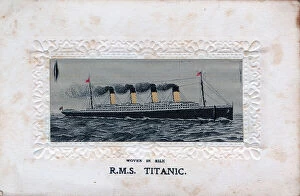 Stevens Collection: Titanic pre-sinking silk postcard