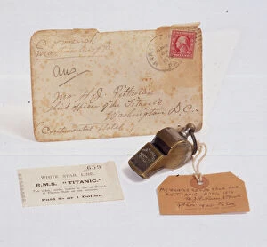 Bath Collection: Titanic whistle and Turkish Bath ticket