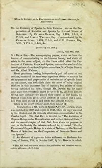 Alfred Russel Wallace Gallery: Title page of the Darwin - Wallace paper