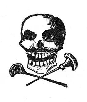 Grinning Prints: Title page design, skull