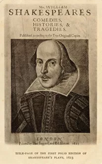 Images Dated 3rd August 2018: Title page of First Folio of Shakespeares Plays