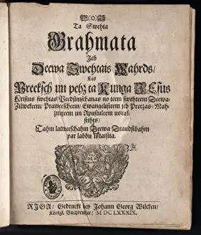 Texts Prints: Title page of the first Latvian Bible