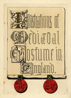 Manuscripts Collection: Title page with illuminated lettering and red wax seals