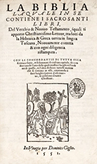 Title page from an Italian Bible with woodcut depicting St J Title page from an Italian Bible with woodcut depicting St J