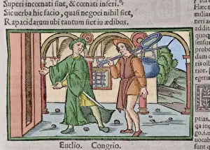 Titus Maccius Plautus. Colored. Engraving