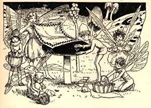 Toadstool fairies. Pen & ink