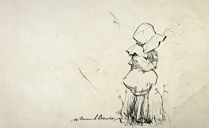 Sunhat Prints: Toddler in large sun bonnet by Muriel Dawson