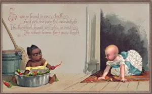 Crawling Prints: Two toddlers on a greetings card