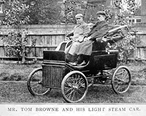Tom Browne in his Light steam car, early 1900s