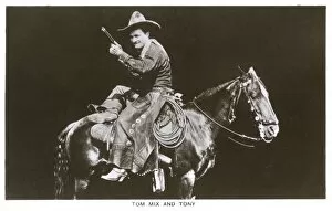 Tom Mix, American film star, with horse