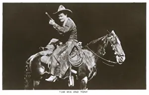 Westerns Prints: Tom Mix, American film star, with horse