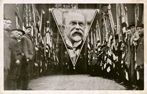 Czechoslovakian Prints: Tomas G. Masaryk - Czech President in Chicago, USA