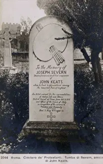 Protestant Prints: Tomb of Joseph Severn - Rome, Artist Companion of John Keats