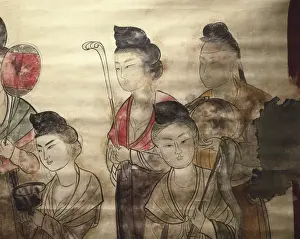 Mural Prints: Tomb of Princess Yongtai. 706. Tang court ladies