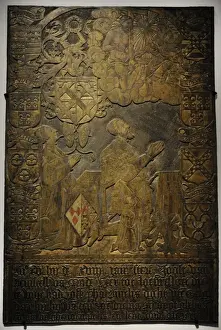 1550 Prints: Tombstone with family Mijnden Van Amstel. Holland. 1550. Mus
