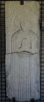 Tombstone Prints: Tombstone with prayer figure in bas-relief