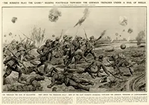 Charge Prints: Tommies kicking a football on the way to the German Trenches