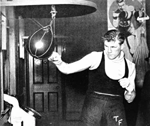 Tommy Farr using a punch ball, 1937