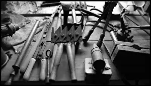 Abstract Prints: Tools on bench - Barbara Hepworth studio, St Ives, Cornwall