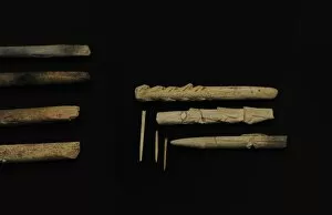 Flint Collection: Tools of flint and animal bones. Performed by Homo sapiens