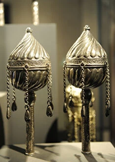 Images Dated 4th January 2014: Torah finials. Persia, ca. 1921. Silver, repousse and cast