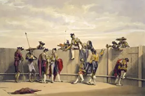 Bull Fight Prints: Toreros reposing between the bulls