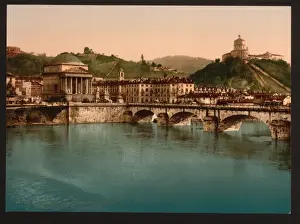 Torino Prints: Torino, Monte dei Cappuccini e chiesa Gran Madre de Dio Turi