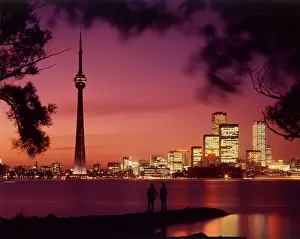 Skyline Prints: Toronto, Ontario, Canada - The CN Tower and Skyline Date: circa 1970s