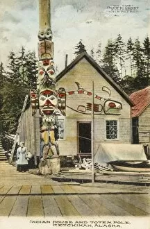 Alaskan Gallery: Totem Pole and Native American House