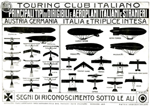 Images Dated 4th October 2011: Touring Club Italiano chart, aeroplanes and airships