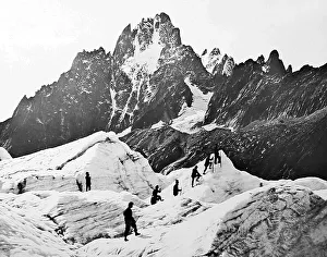 Mont Prints: Tourist climbers of the Mer de Glace, Mont Blanc