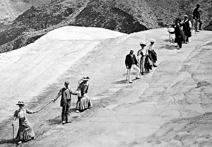 Tourist climbers of the Mer de Glace, Mont Blanc