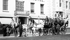 Coaching Prints: A tourist excursion trip outside the Royal Hotel, Llandudno