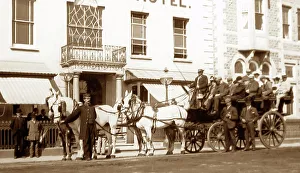 Coaching Prints: Tourist excursion trip outside the Royal Hotel, Llandudno