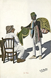 Images Dated 20th February 2017: Tourist and textile salesman in Egypt