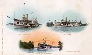 Wanderer Prints: Tourist Tour Steamboats, Thousand Islands, Lake Ontario