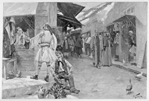 Tourists in a Greek street