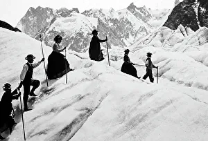 Alps Prints: Tourists and guides on the Mer de Glace, France